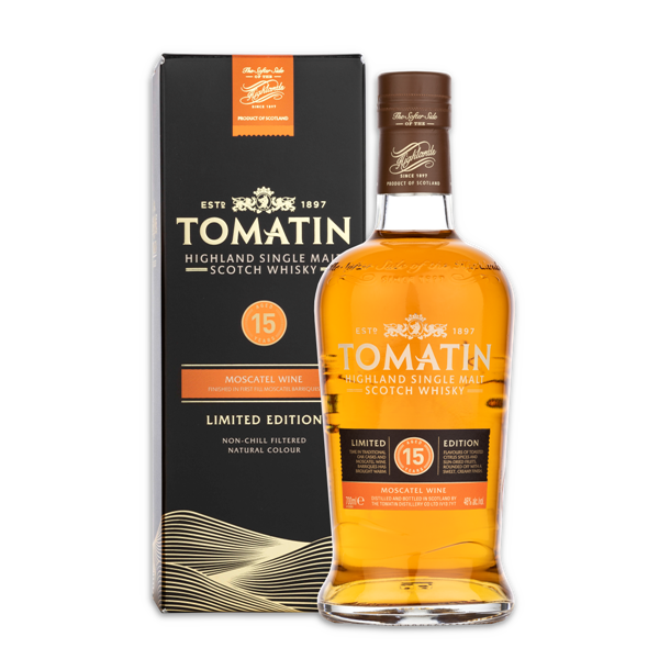 Single Malt Scotch Whisky der Marke Tomatin 15 Years Moscatel 46% 0,7l Flasche