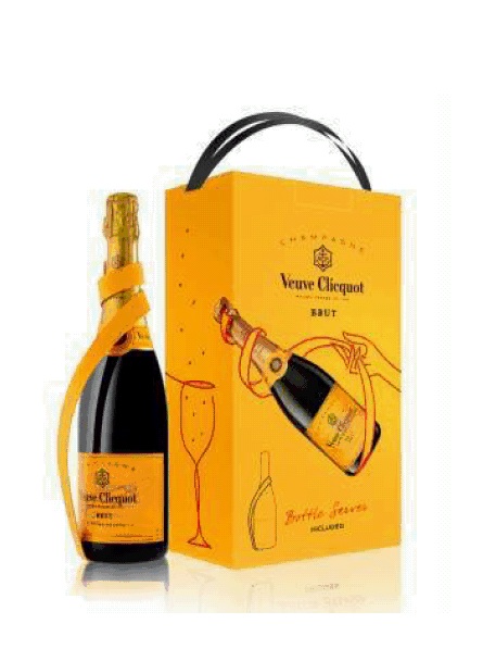 Champagner der Marke Veuve Clicquot mit Bottle Server 12% 0,75 l Flasche