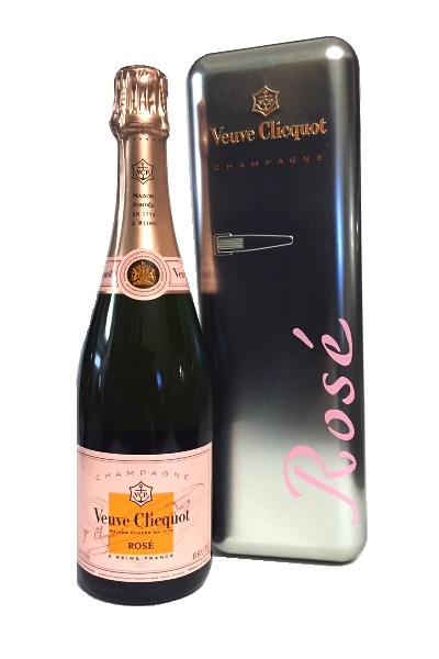 Champagner der Marke Veuve Clicquot Rose im Metall Fridge 12% 0,75 l Flasche