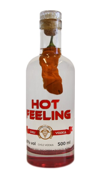 Vodka mit der Penis Chili der Marke Hot Feeling 40% 0,5l Flasche