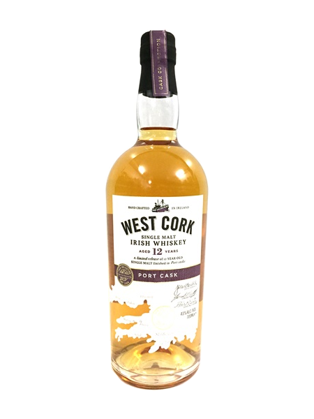 Single Malt Irish Whiskey der Marke West Cork 12 Years Port Cask Finish 43% 0,7l Flasche