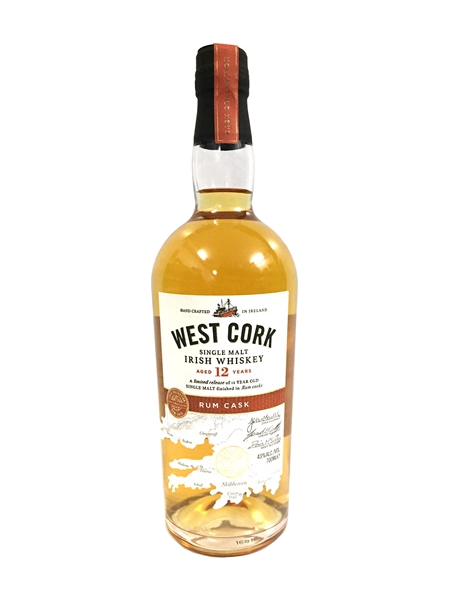 Single Malt Irish Whiskey der Marke West Cork 12 Years Rum Cask Finish 43% 0,7l Flasche
